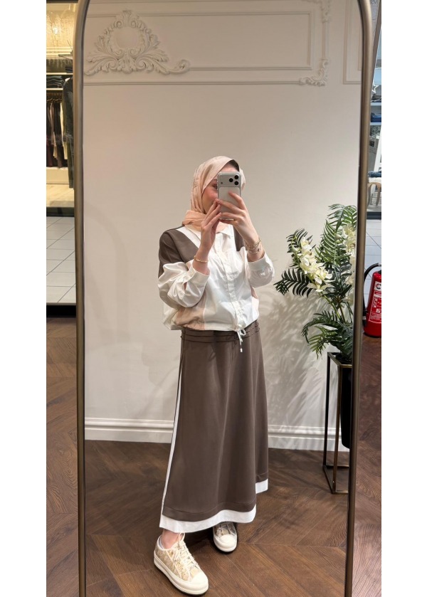  TIĞ TRİKO PARÇALI OYSHO ETEKLİ TAKIM KAHVE