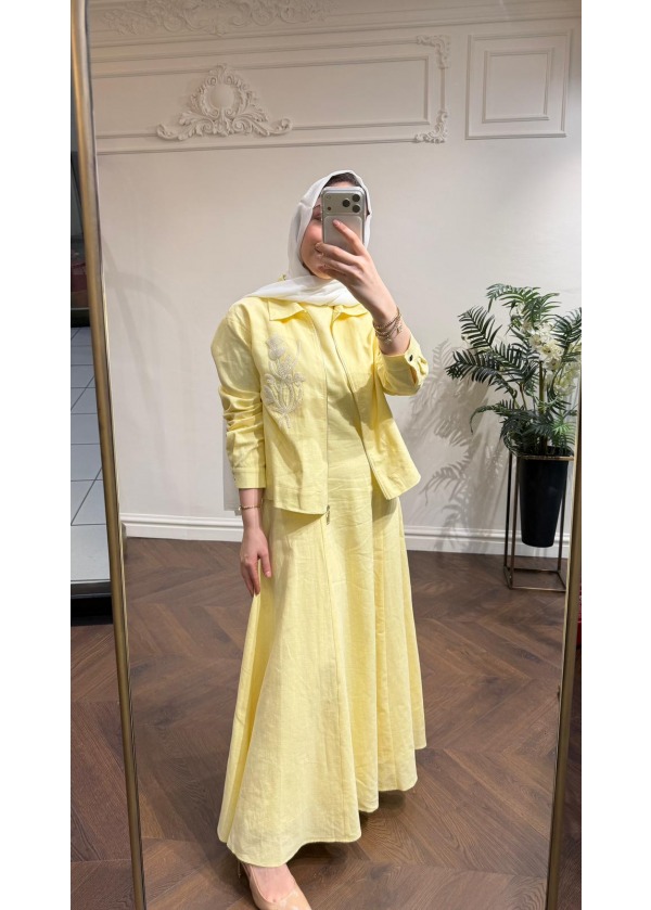 WENNORA CEKET ELBİSE TAKIM SARI